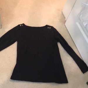 Black long sleeve shirt with gold buttons